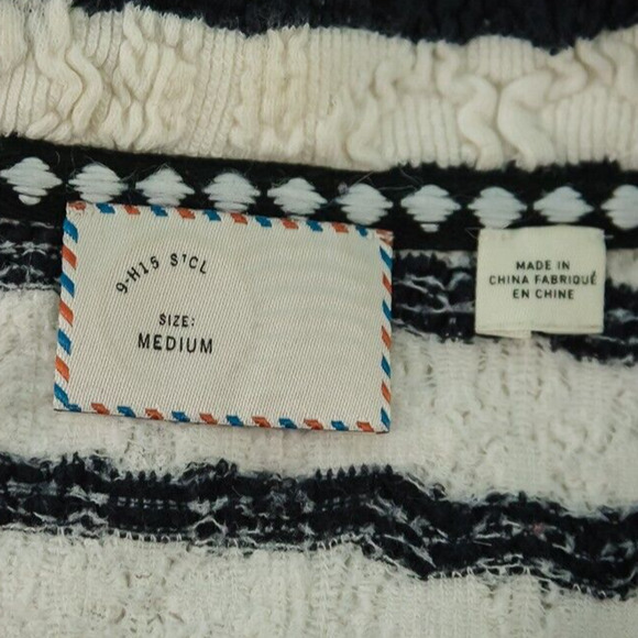 Postmark Anthropologie Size Medium M White Blue Stripe Lace Back Boho Cardigan - Picture 5 of 9